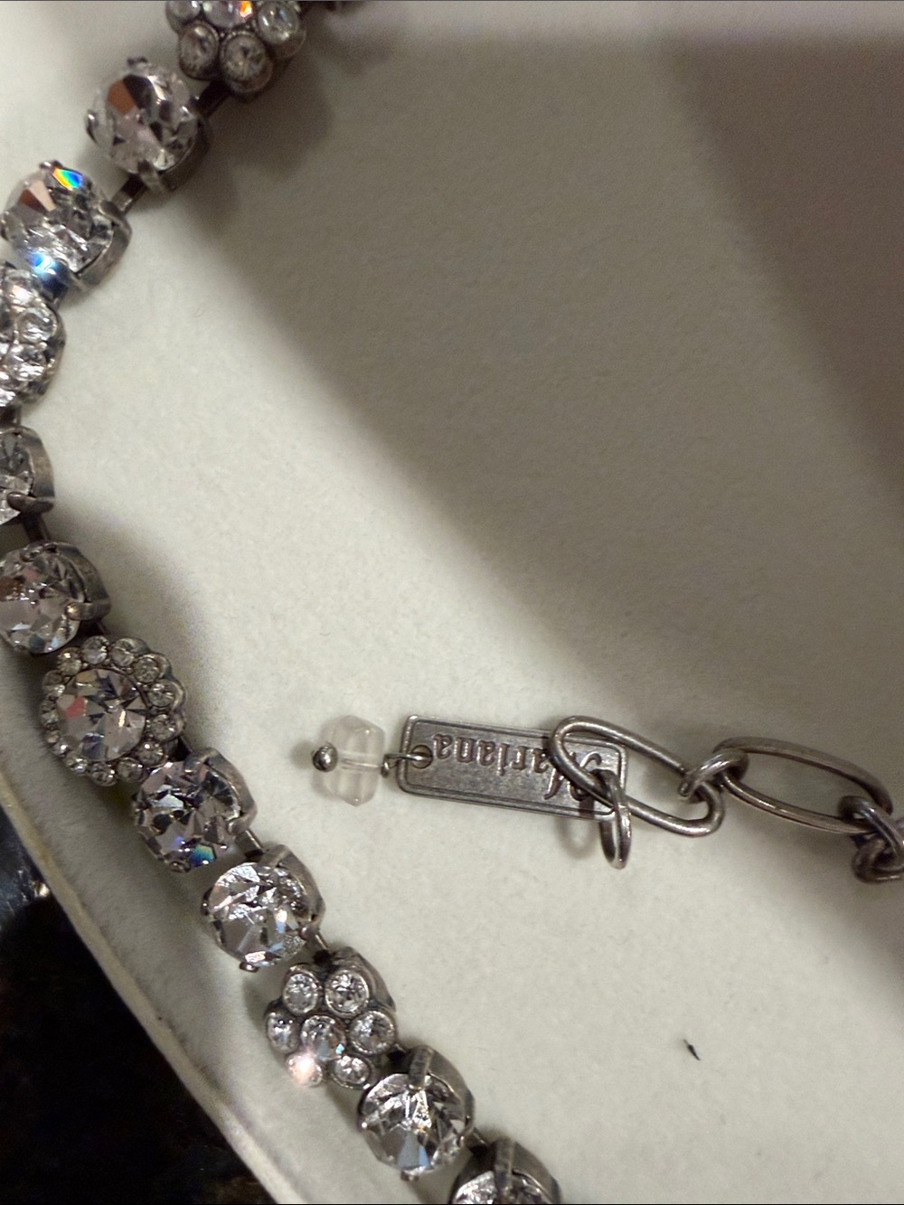 Mariana Silver-Tone Clear Crystal Floral Tennis Necklace - Picture 3 of 4